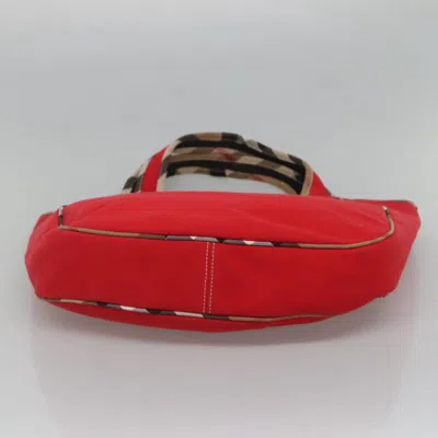Pre-owned Burberry Nova Check Red Canvas Tote Bag ()