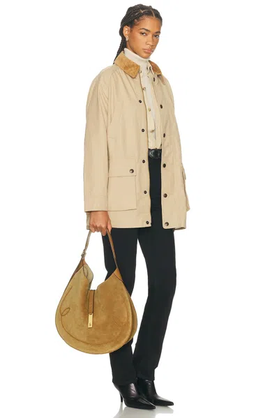 Polo Ralph Lauren Polo Id Medium Whipstitch Suede Shoulder Bag In Brown