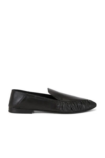 Saint Laurent Leather Alain Loafers Featuring Ruched Detailing In Black