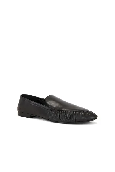 Saint Laurent Leather Alain Loafers Featuring Ruched Detailing In Black
