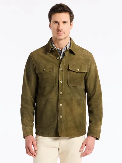 Robert Graham Manzo Goatskin Suede Field Jacket In Green