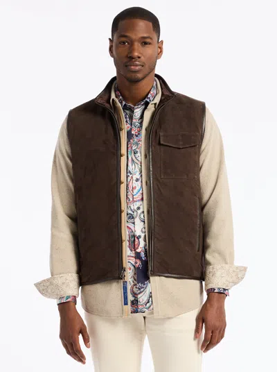 Robert Graham Cauthorne Leather Vest In Brown