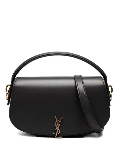 Saint Laurent Voltaire In Box Curved-handle Leather Shoulder Bag In Black