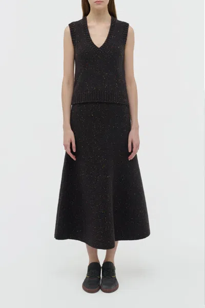 Gabriela Hearst Eden Knit Maxi Skirt In Charcoal Multi Aran Cashmere In Multi