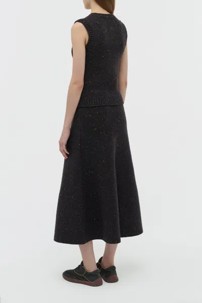 Gabriela Hearst Eden Knit Maxi Skirt In Charcoal Multi Aran Cashmere In Multi