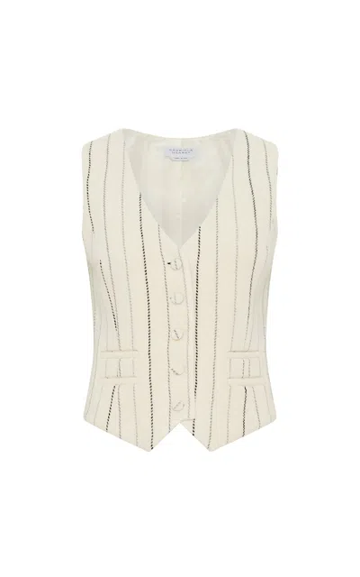 Gabriela Hearst Coleridge Vest In Ivory Multi Pinstripe Wool Cashmere In Neutral