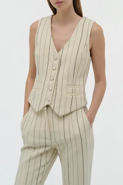 Gabriela Hearst Coleridge Vest In Ivory Multi Pinstripe Wool Cashmere In Neutral