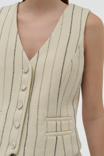Gabriela Hearst Coleridge Vest In Ivory Multi Pinstripe Wool Cashmere In Neutral