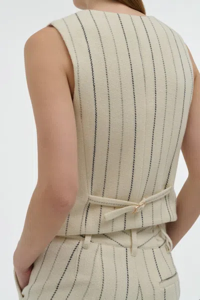 Gabriela Hearst Coleridge Vest In Ivory Multi Pinstripe Wool Cashmere In Neutral