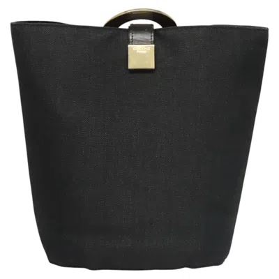 Pre-owned Celine Céline Logo Du Cercle Black Canvas Shoulder Bag ()