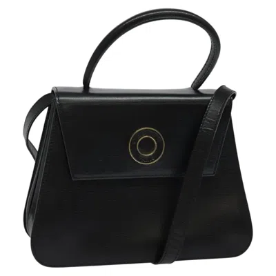 Pre-owned Celine Céline Logo Du Cercle Black Leather Shoulder Bag ()