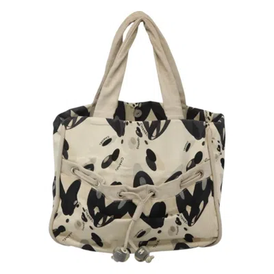 Pre-owned Chanel Drawstring White Canvas Tote Bag ()