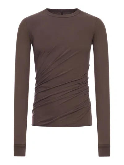 Rick Owens Long-sleeve Cotton T-shirt In Brown