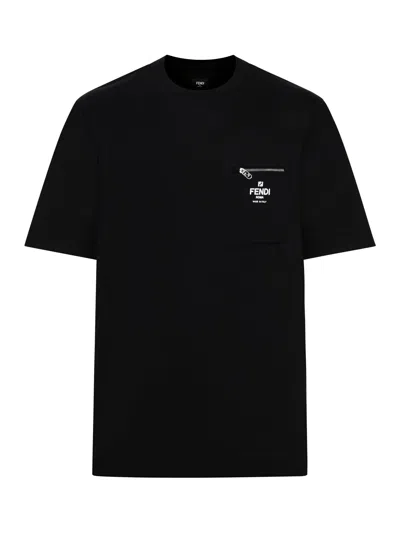 Fendi Logo-print Cotton T-shirt In Black
