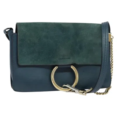 Pre-owned Chloé Faye Blue Suede Shoulder Bag ()