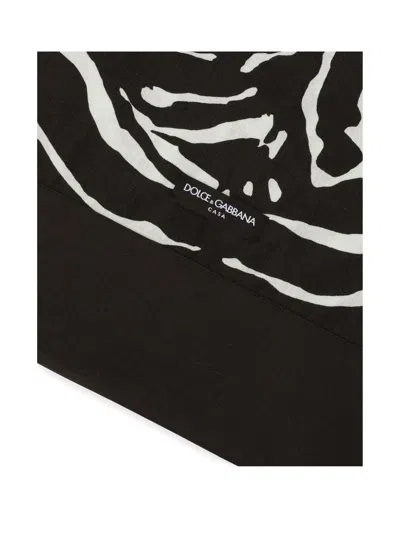 Dolce & Gabbana Zebra-print Bordered Blanket In Black