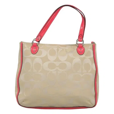 Pre-owned Coach Poppy Beige Canvas Tote Bag ()