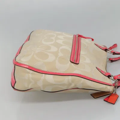 Pre-owned Coach Poppy Beige Canvas Tote Bag ()