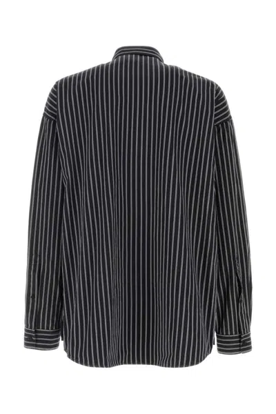 Balenciaga Oversized Striped Poplin Shirt For Men In Black