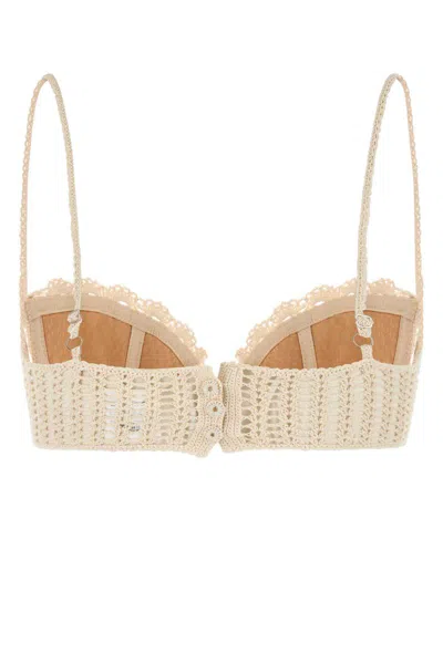 Magda Butrym Crochet Bralette Adjustable Straps In Neutral