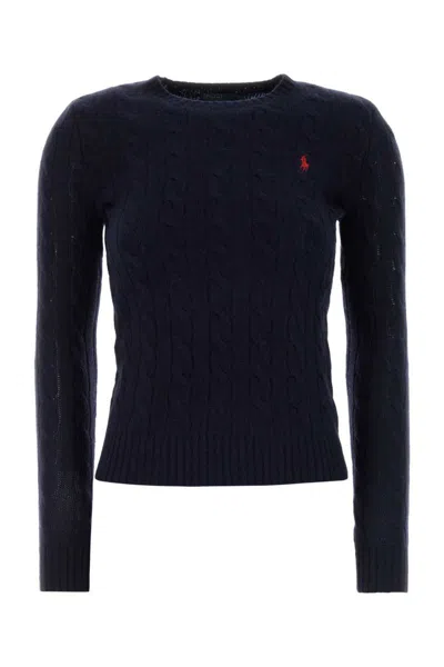 Polo Ralph Lauren Plaited Wool And Cashmere Crew-neck In Blue