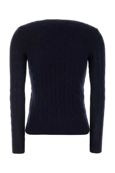 Polo Ralph Lauren Plaited Wool And Cashmere Crew-neck In Blue