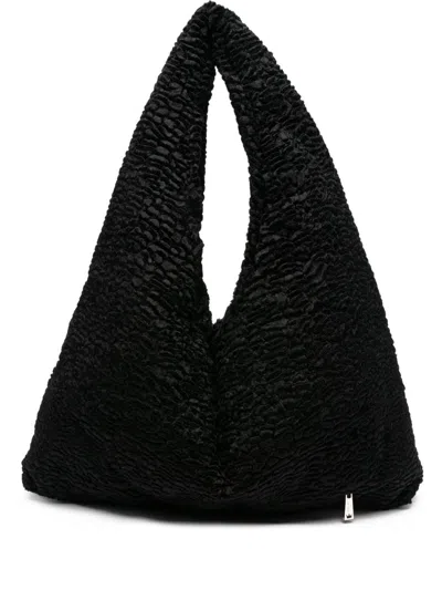 La Milanesa Large Triangle Shaped Shoulder Bag In Black