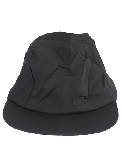 Issey Miyake Black Crinkled Texture Cap With Structured Brim In Black