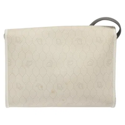 Pre-owned Dior Honeycomb White Canvas Shoulder Bag ()