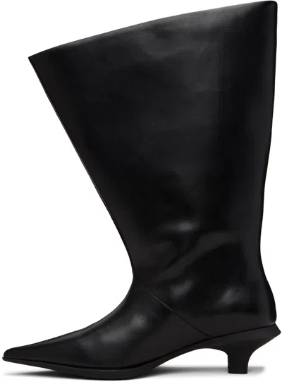 Untitlab Black Velo Chunk Boots In Black