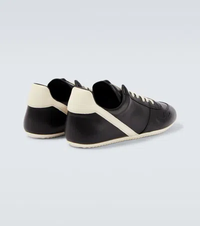 Rick Owens Black Low-top Sneakers With Contrasting Details In Leather Man In Black