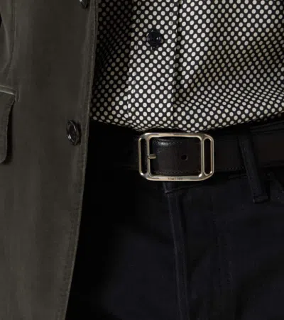 Tom Ford Adjustable Belt With Metal Rectangular Buckle In Black
