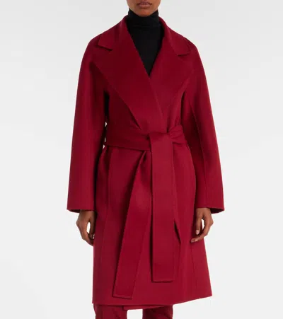 Joseph Wool And Cashmere Wrap Coat In Red