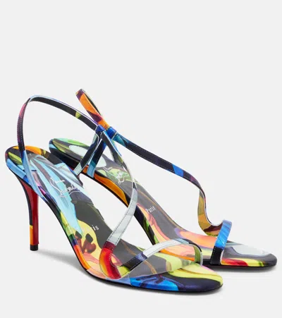 Christian Louboutin Rosa Z 80 Printed Satin Sandals In Multi