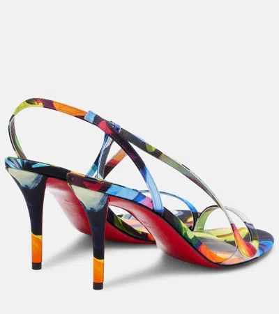 Christian Louboutin Rosa Z 80 Printed Satin Sandals In Multi