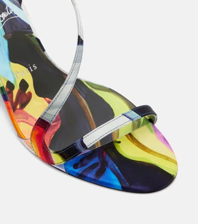 Christian Louboutin Rosa Z 80 Printed Satin Sandals In Multi