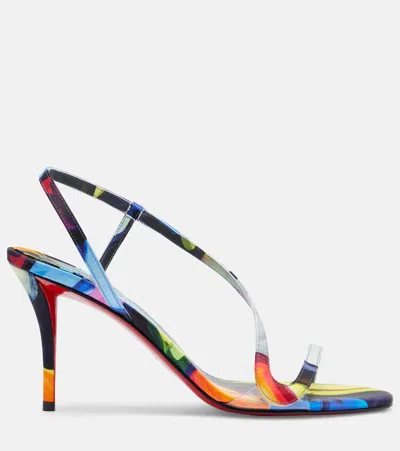 Christian Louboutin Rosa Z 80 Printed Satin Sandals In Multi