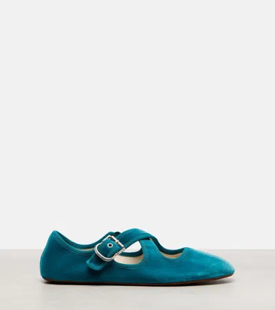 Alaïa La Criss Cross Velvet Ballet Flats In Multi