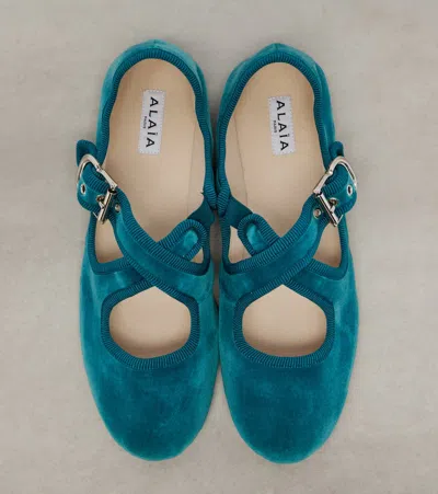 Alaïa La Criss Cross Velvet Ballet Flats In Multi