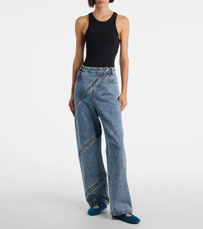 Alaïa La Criss Cross Velvet Ballet Flats In Multi