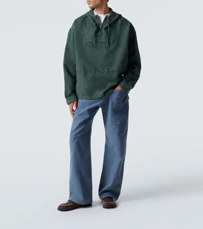 Jw Anderson Twisted Cotton Canvas Wide-leg Pants In Blue