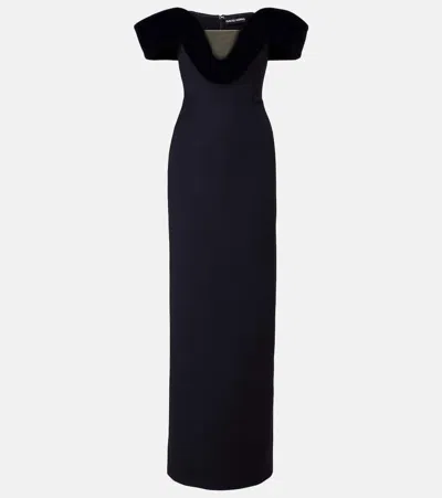 David Koma Off-shoulder Wool-blend Bustier Gown In Black