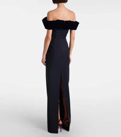 David Koma Off-shoulder Wool-blend Bustier Gown In Black