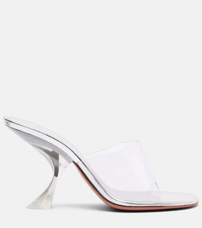 Amina Muaddi Metallic Open-toe Sandals With Sculptural Heel In White