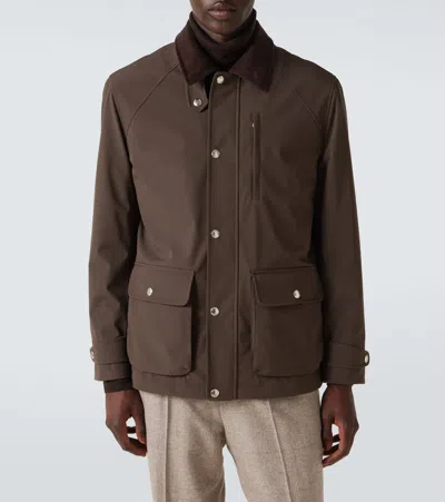 Brunello Cucinelli Men Stretch Membrane Nylon Jacket In Brown