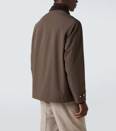Brunello Cucinelli Men Stretch Membrane Nylon Jacket In Brown