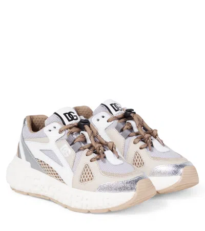 Dolce & Gabbana Mesh-panelled Lace-up Sneakers In Multi