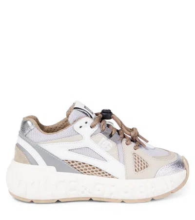 Dolce & Gabbana Mesh-panelled Lace-up Sneakers In Multi