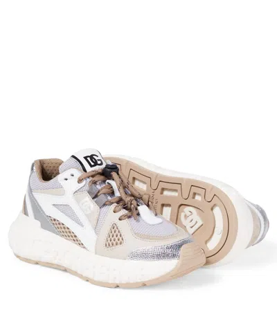 Dolce & Gabbana Mesh-panelled Lace-up Sneakers In Multi