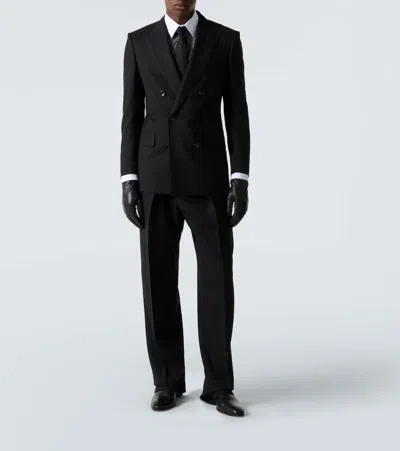 Tom Ford Cotton Shirt With Diamond Print And Contrast White Collar In Gray